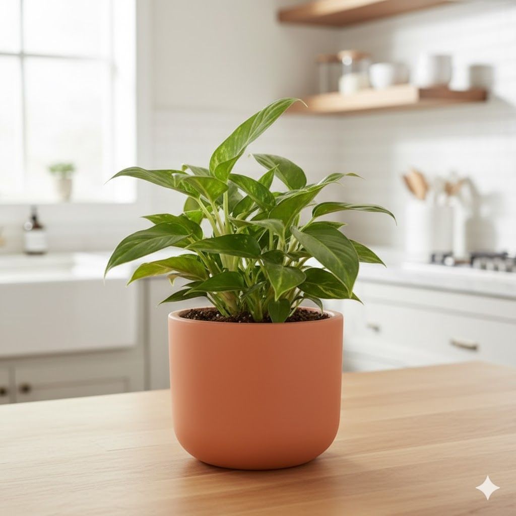 Gift Ready - Money Plant Green in 4 inch Aaroh Maati Pot - Modern Curved Handcrafted Appeal - in Premium Gifting Box