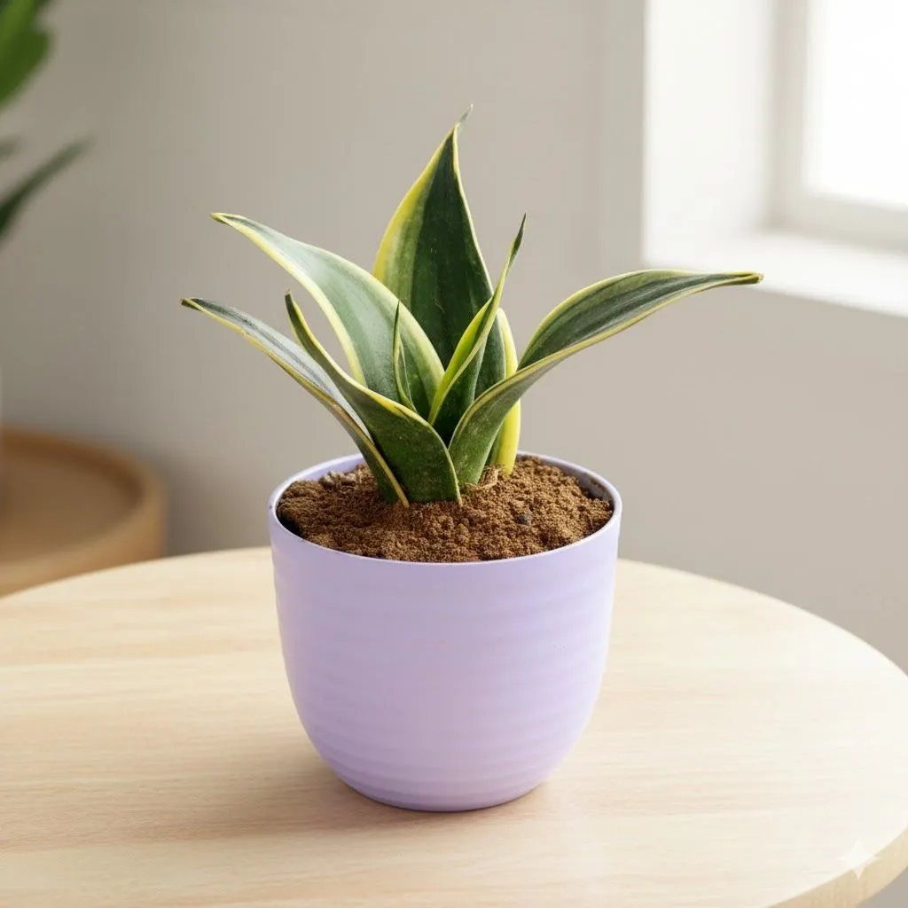 Gift Ready - Snake Golden Dwarf in 4 Inch Purple Avora Premium Plastic Planter - with Gift Bag - in Premium Gifting Box