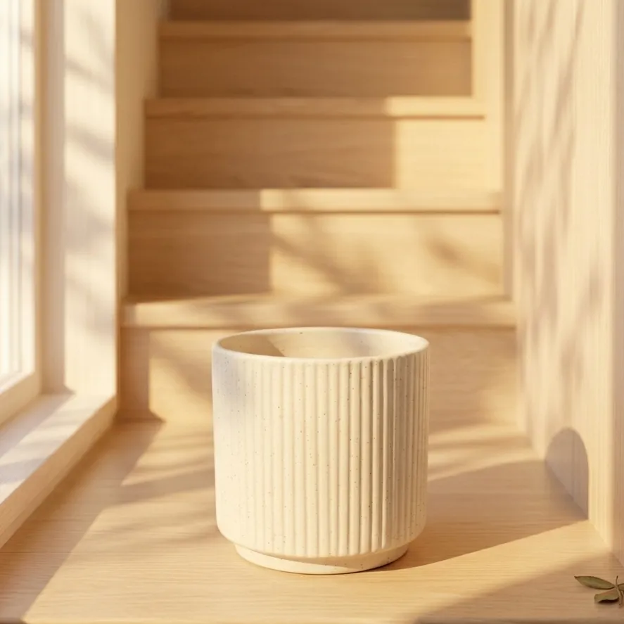 4 Inch Ceramic Pot | White Stem Pipe Ceramic Planter