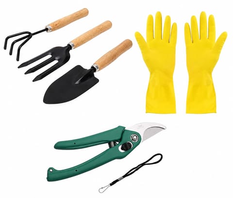 Gardening Tools Kit for Home | 5-Piece Garden Tools for Home Gardening Set Including 7 Inch Trowel, Cultivator, Garden Fork, Premium Scissors & Gloves | Durable Agriculture Tools & Gardening Items Combo