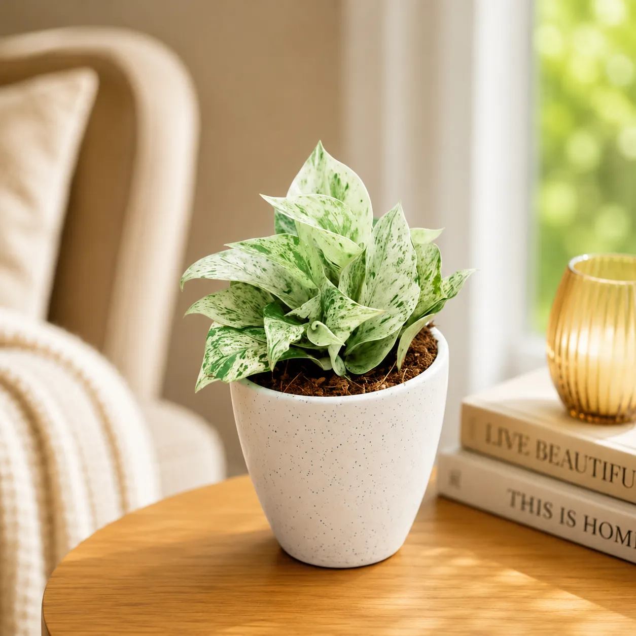 Gift Ready - Money Plant White in 3 Inch Classy White Cup Ceramic Pot - in Premium Gifting Box