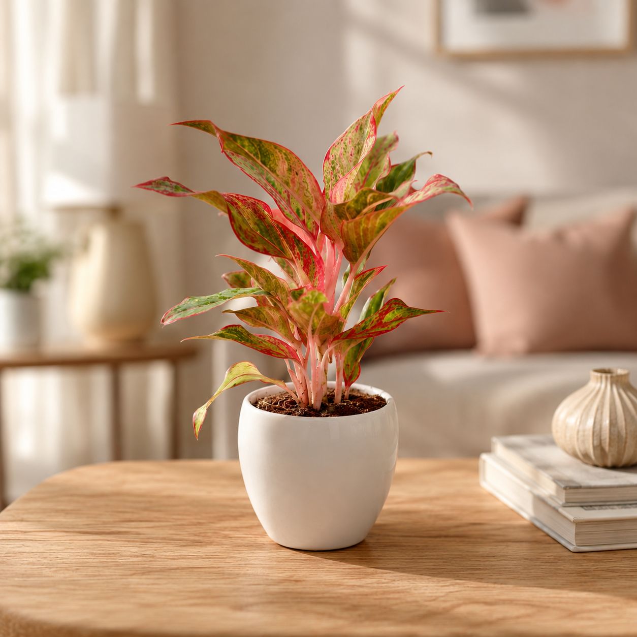 Aglaonema Lipstick in 5 Inch Classy Ceramic Bowl (any colour)