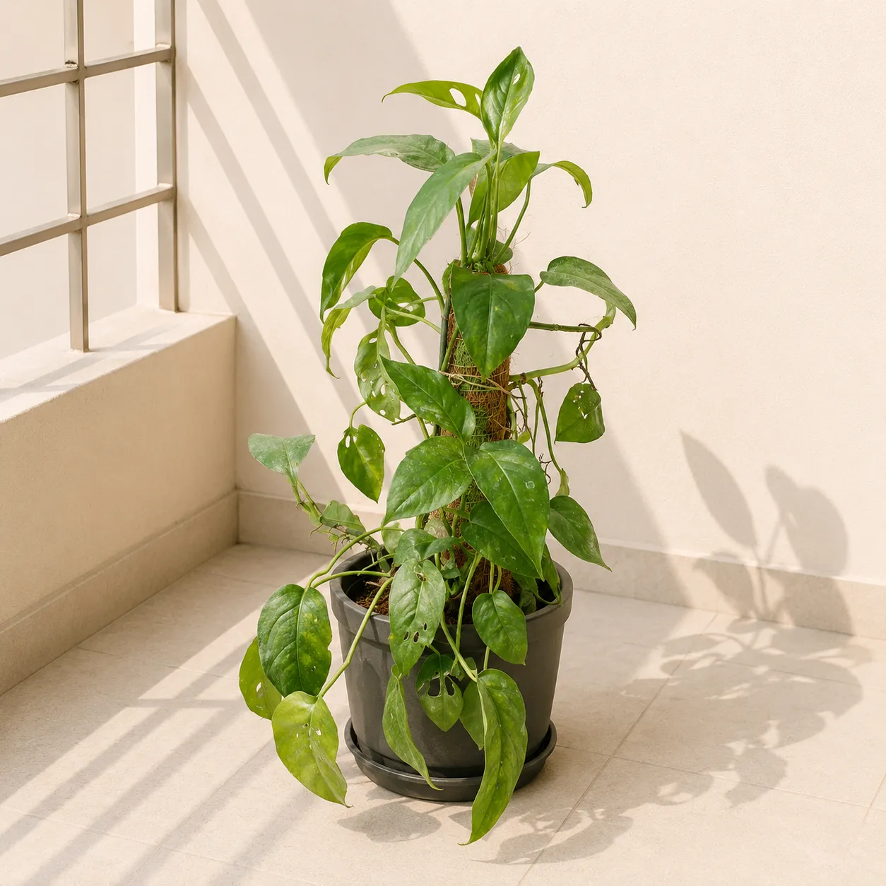 Money Plant Green with 1 ft Moss Stick in 06 Inch Nursery Pot