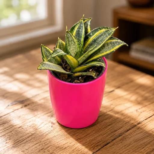 Gift Ready - Snake Variegated Dwarf in 5 Inch Premium Sphere Plastic Pot (any colour)
