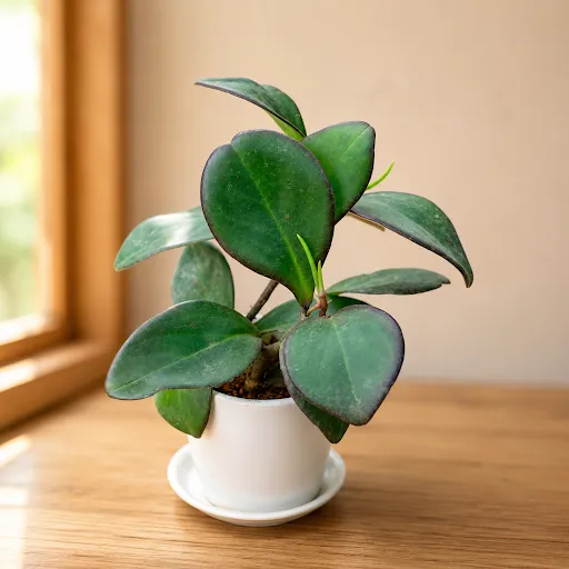 Gift Ready - Peperomia / Radiator Black in 4 Inch Classy White Cup Ceramic Pot with Tray