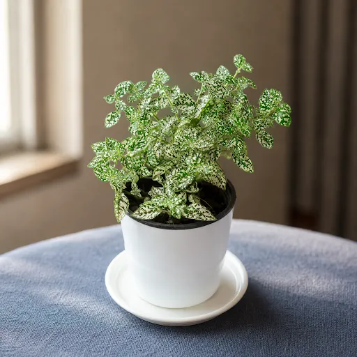 Gift Ready - Hypoestes / Polka Dot White in 5 Inch White Premium Sphere Plastic Pot with Tray