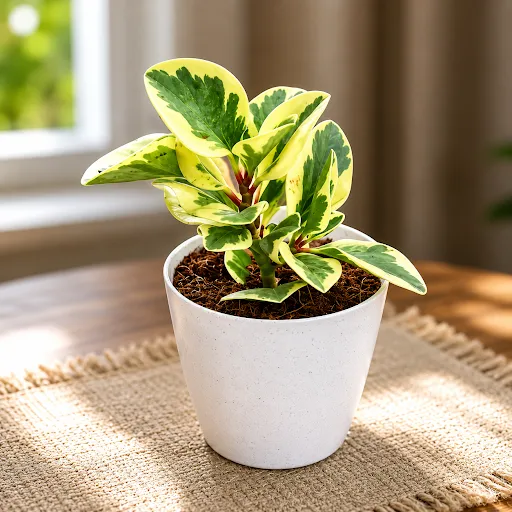 Gift Ready - Peperomia / Radiator Plant in 5 Inch Elegant Plastic Pot (colour may vary)