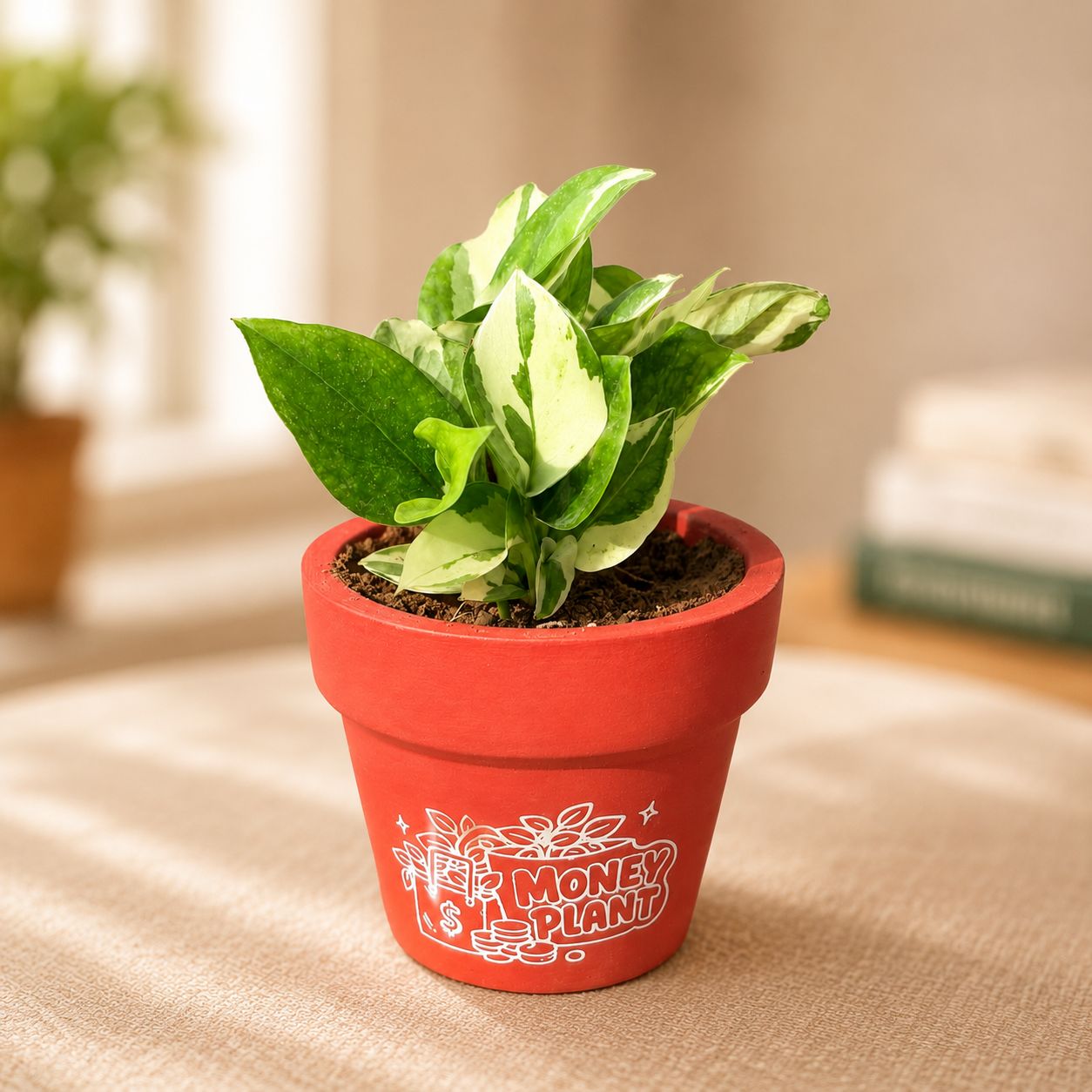 Money Plant N'Joy in 4 Inch Money Plant Premium Clay Terracotta Planter - in Premium Gifting Box