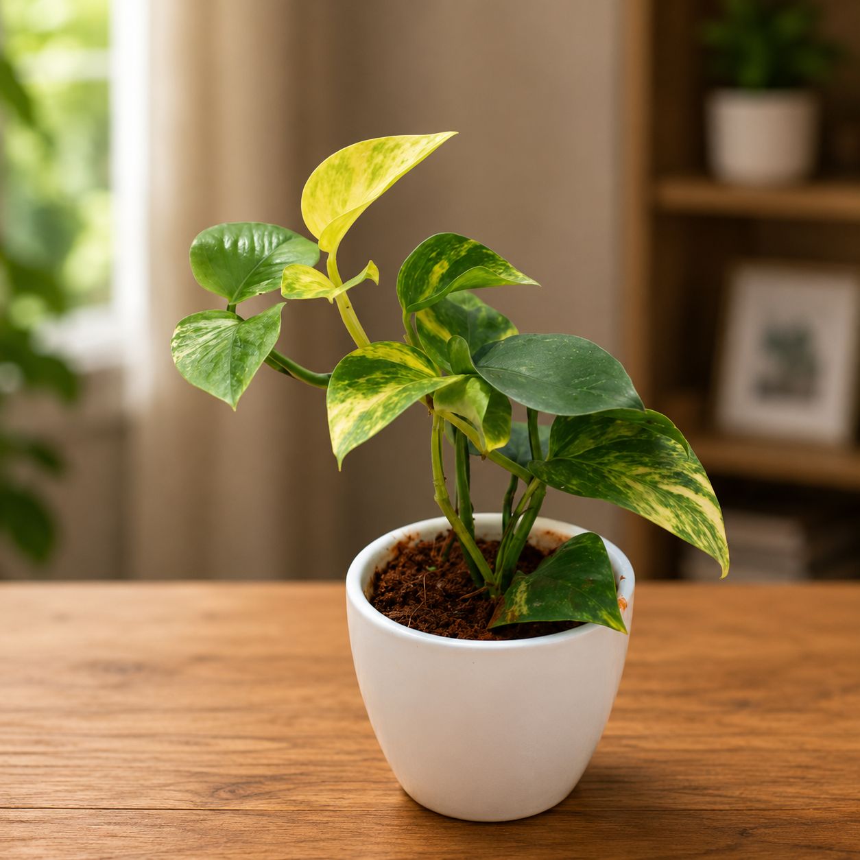 Gift Ready - Money Plant Green in 4 Inch White Classy Cup Ceramic Pot