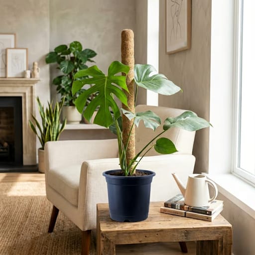 Monstera Deliciosa in with 3 Ft Moss Stick in 8 Inch Nursery Pot