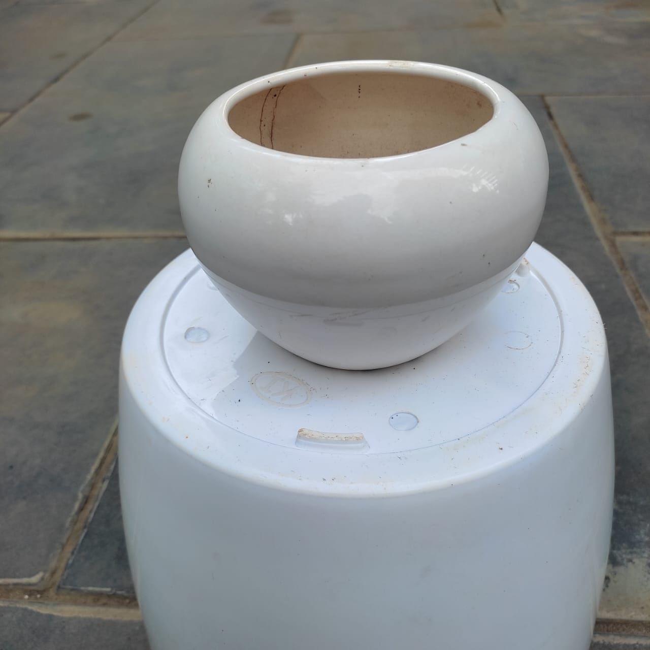 5 Inch White Classy Apple Ceramic Pot