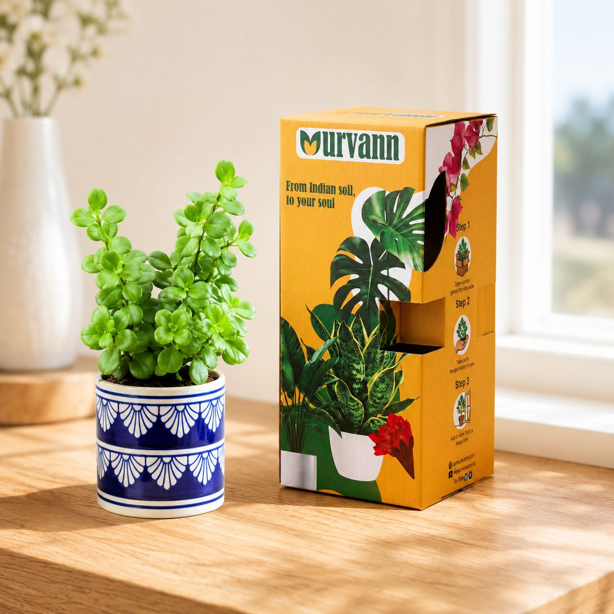 Jade in 4 Inch Heritage Royal Stem Pipe Ceramic Planter - in Premium Gifting Box