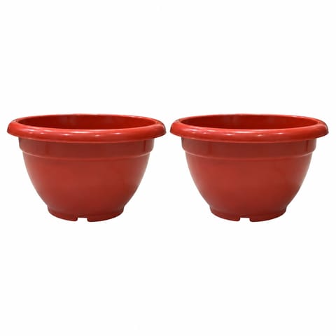 Set of 02 - 13 Inch Terracotta Red Premium Pluto Plastic Planter