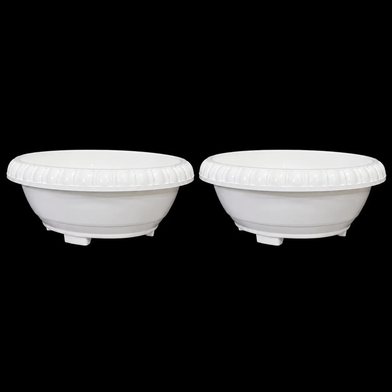 Set of 02 - 12 Inch White Premium Oval Bonsai Plastic Planter