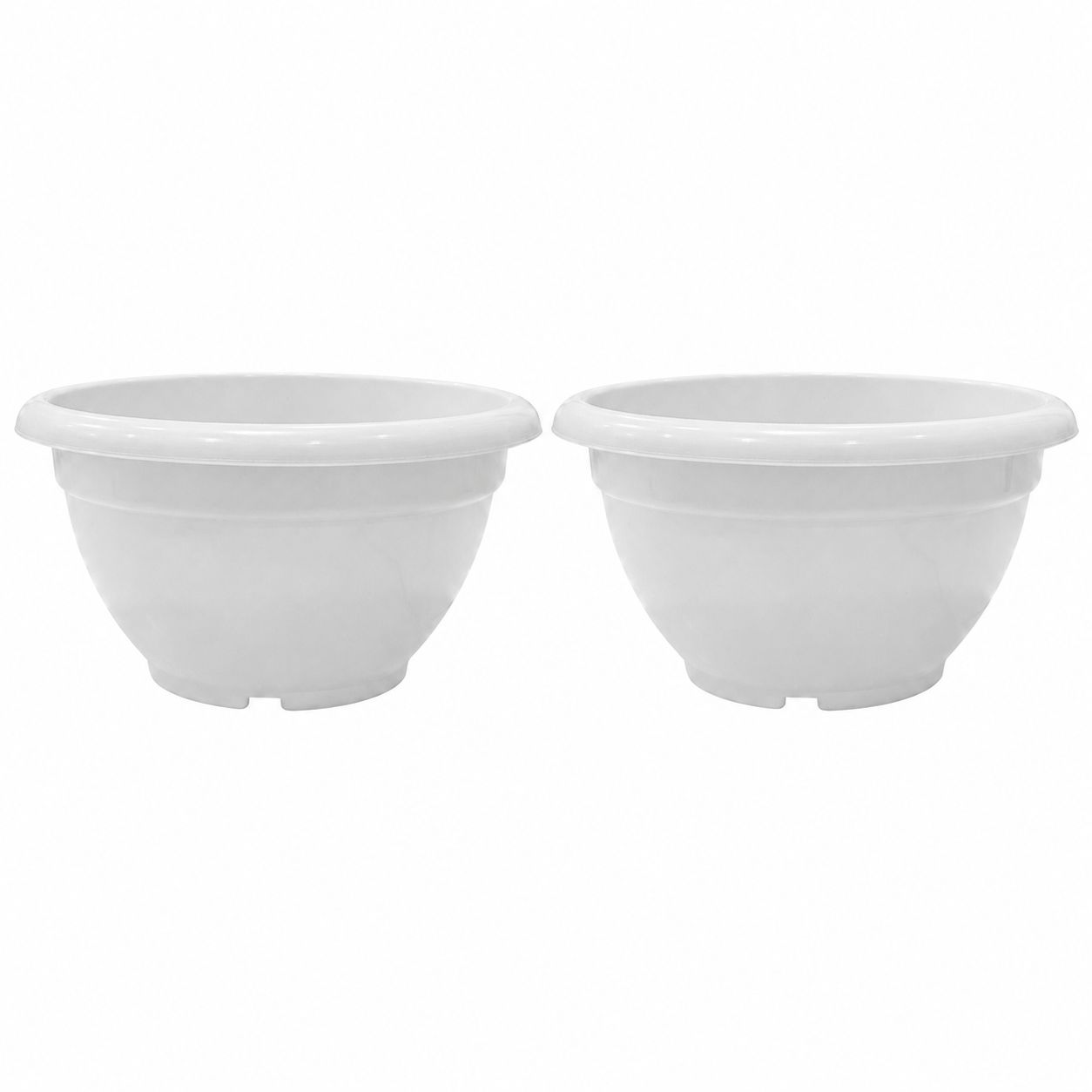 Set of 02 - 11 Inch White Premium Pluto Plastic Planter