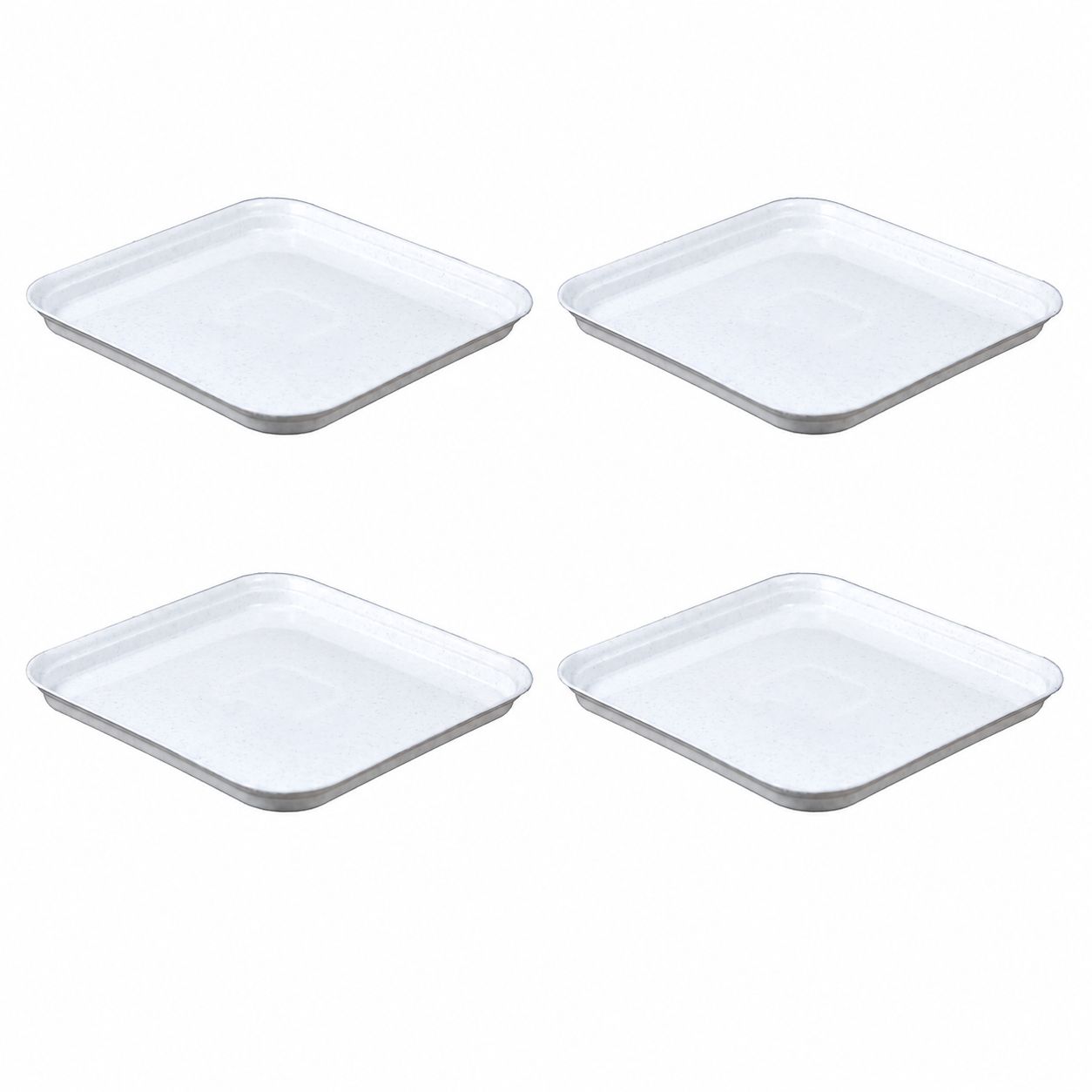Set of 04 - 3 Inch White Premium Square Tray - To keep under the Pots