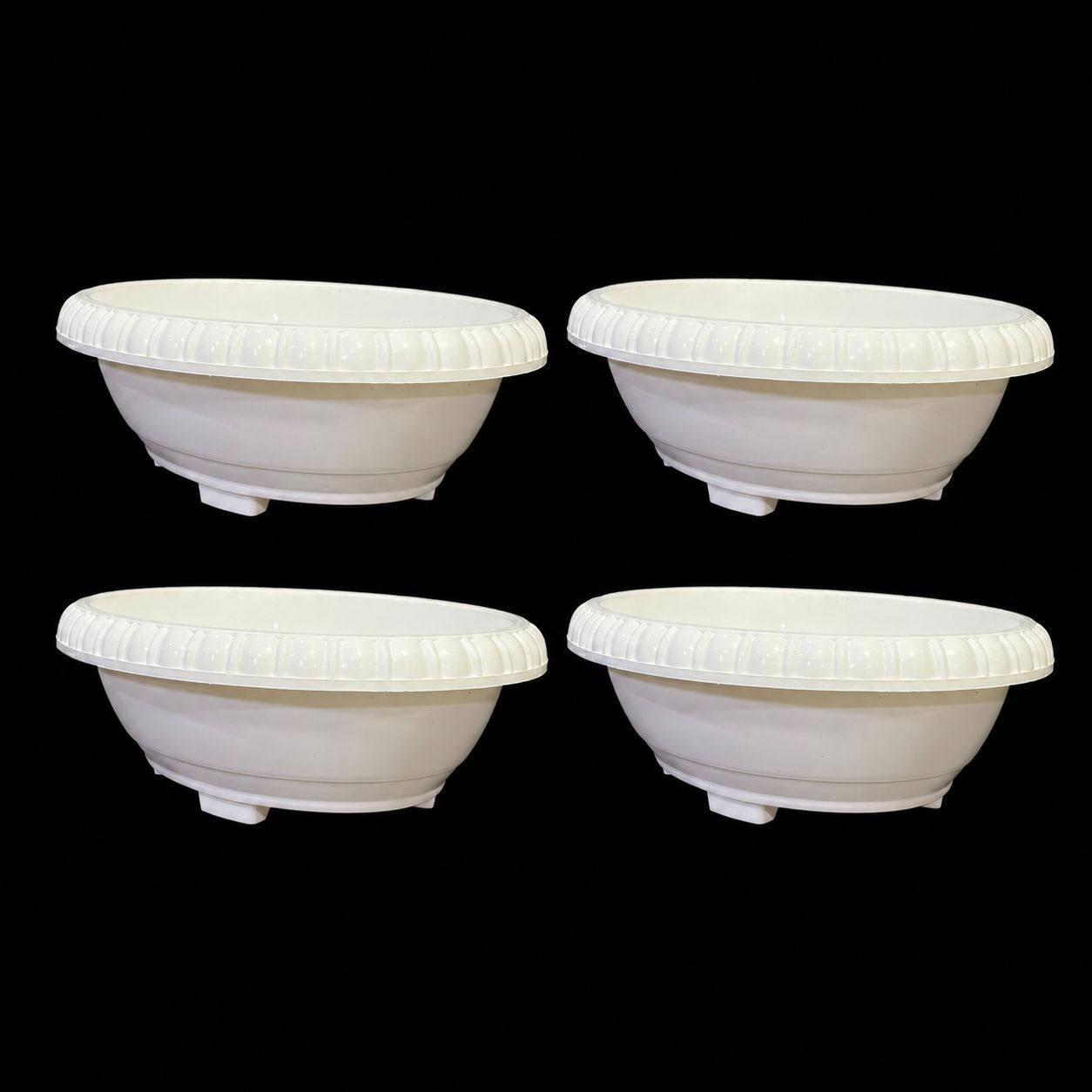 Set of 04 - 12 Inch White Premium Oval Bonsai Plastic Planter