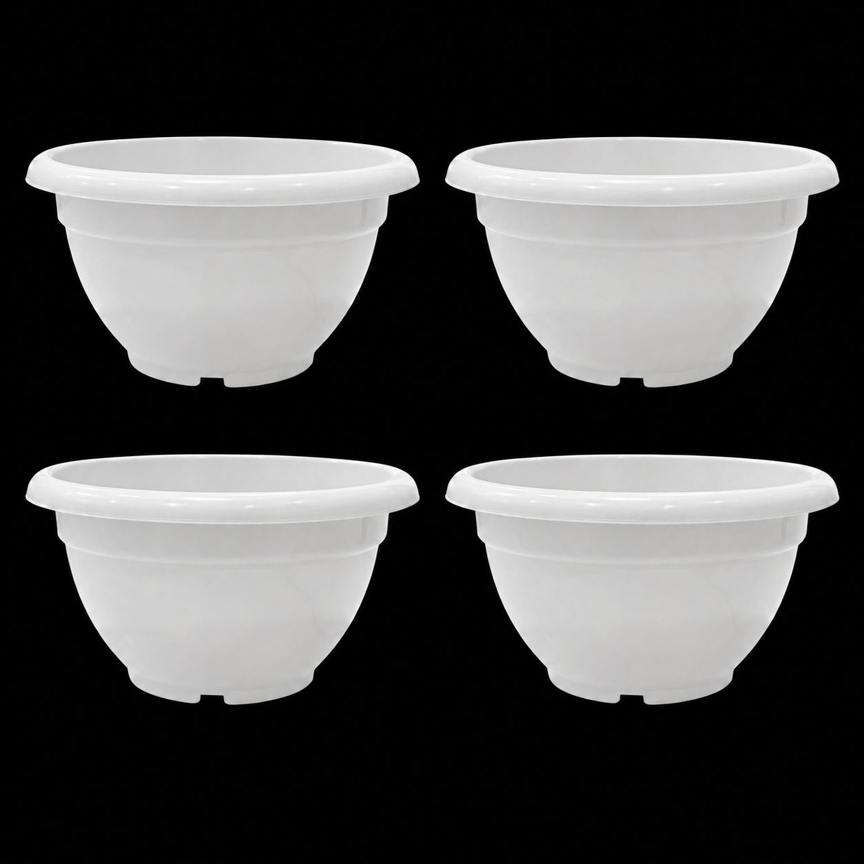 Set of 04 - 11 Inch White Premium Pluto Plastic Planter