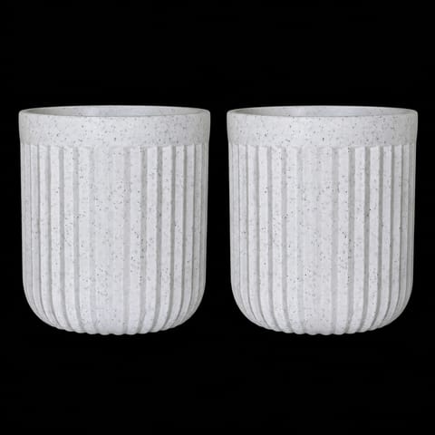 Set of 02 - 6 Inch White Premium Italica Plastic Planter