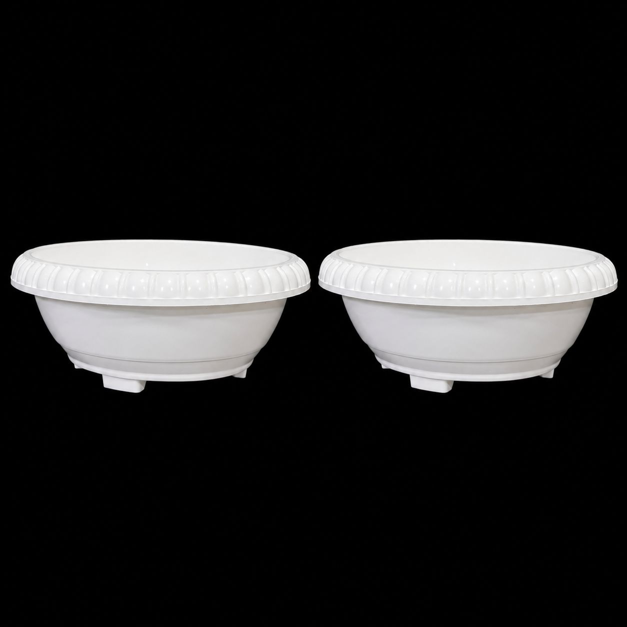Set of 02 - 12 Inch White Premium Oval Bonsai Plastic Planter