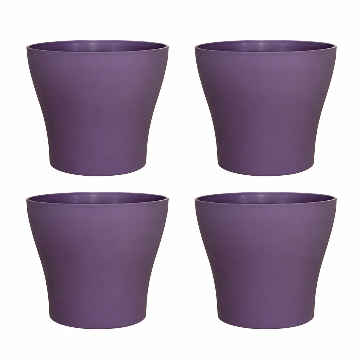 Set of 04 - 4 Inch Purple Premium Daisy Plastic Planter