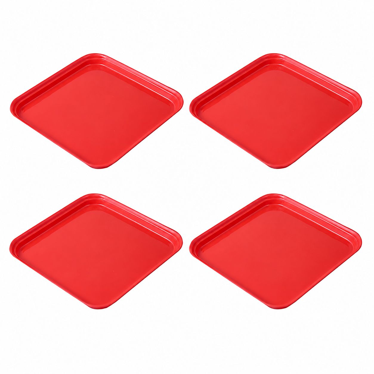 Set of 04 - 3 Inch Red Premium Square Tray - To keep under the Pots