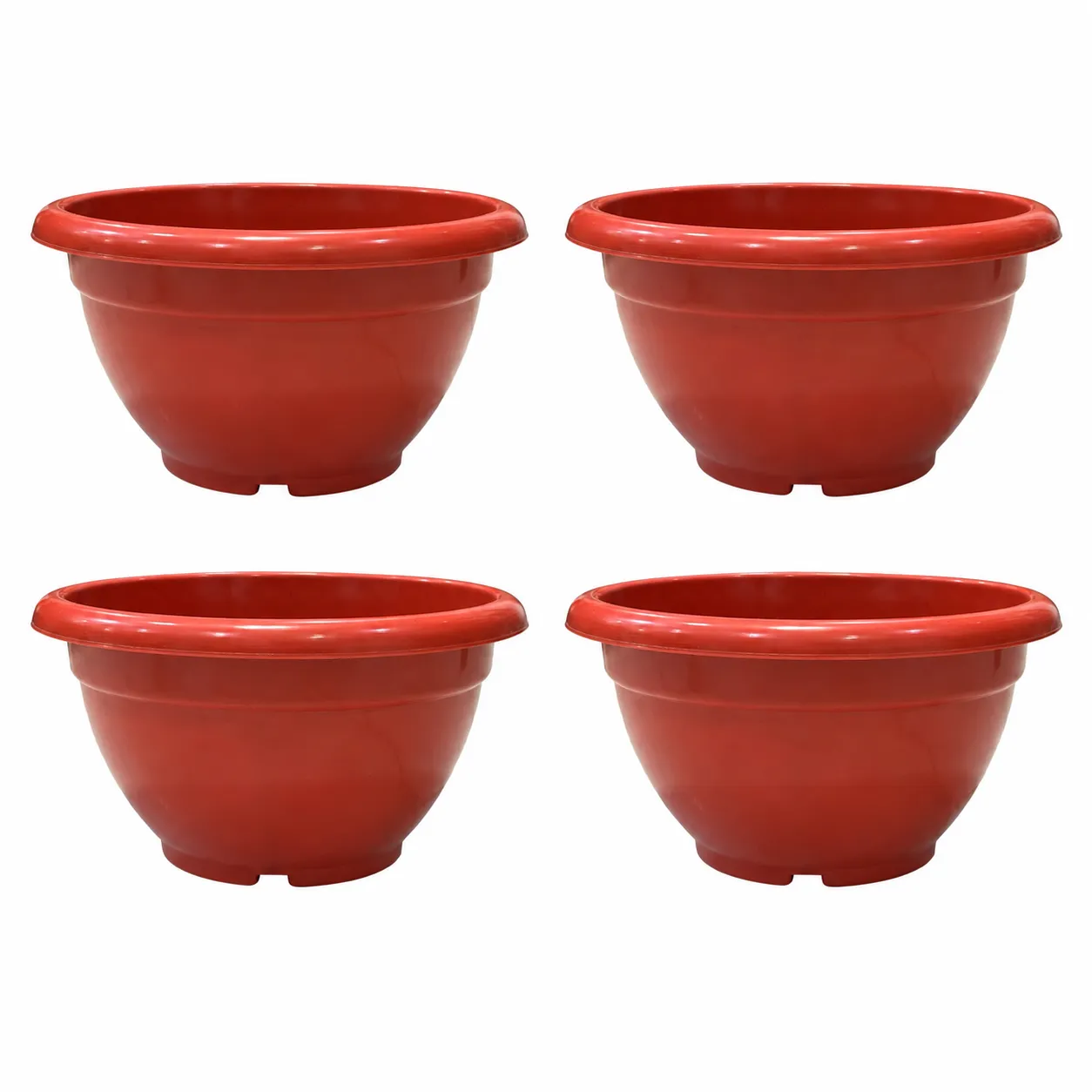 Set of 04 - 13 Inch Terracotta Red Premium Pluto Plastic Planter