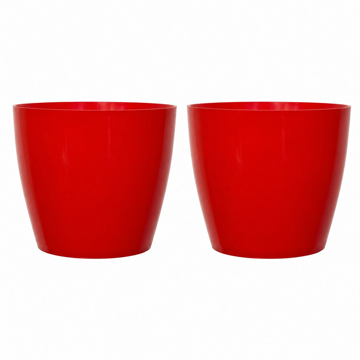 Set of 02 - 5 Inch Red Premium Round Tower Plastic Planter