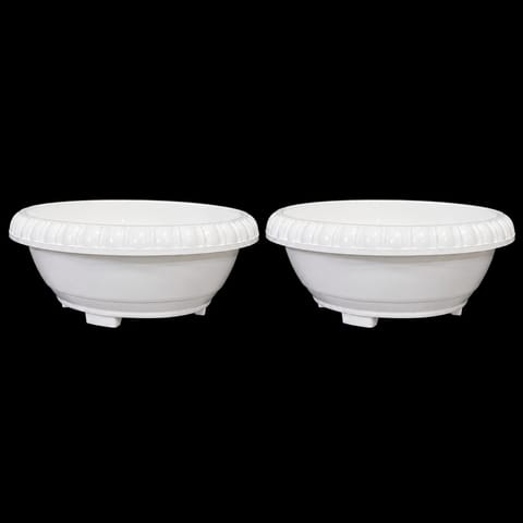 Set of 02 - 12 Inch White Premium Oval Bonsai Plastic Planter
