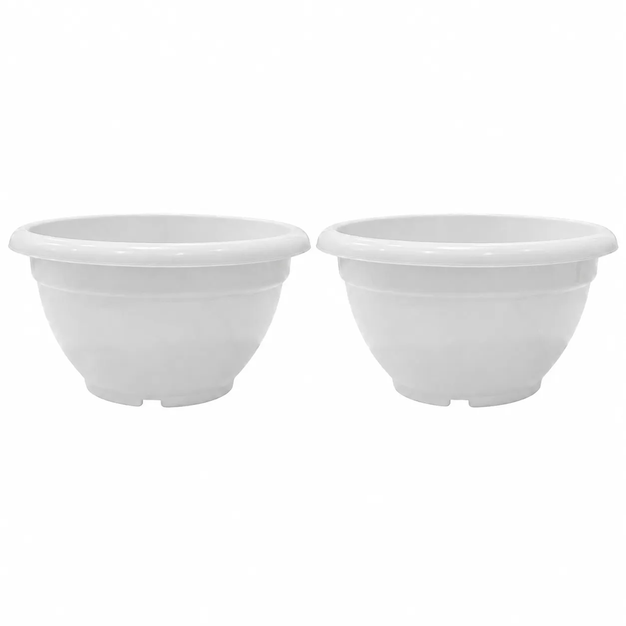 Set of 02 - 11 Inch White Premium Pluto Plastic Planter