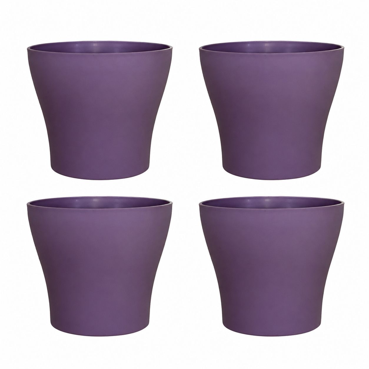 Set of 04 - 4 Inch Purple Premium Daisy Plastic Planter