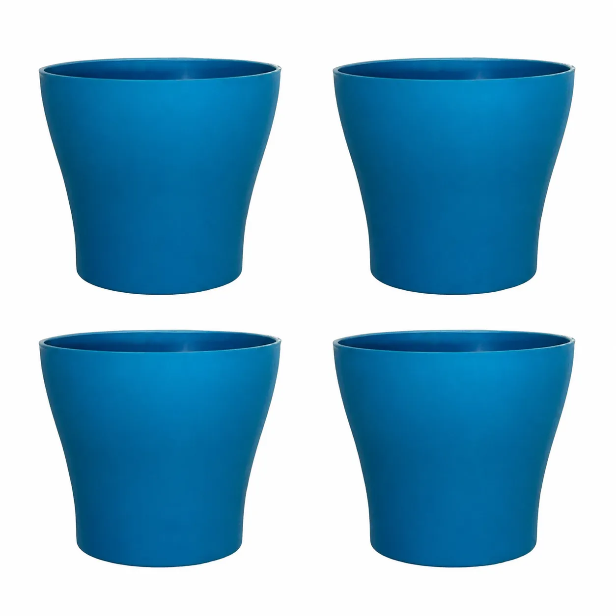Set of 04 - 4 Inch English Blue Premium Daisy Plastic Planter
