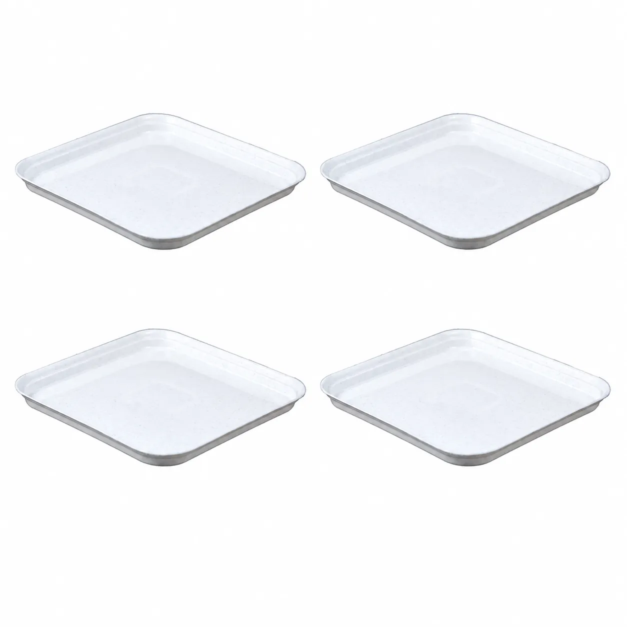 Set of 04 - 3 Inch White Premium Square Tray - To keep under the Pots