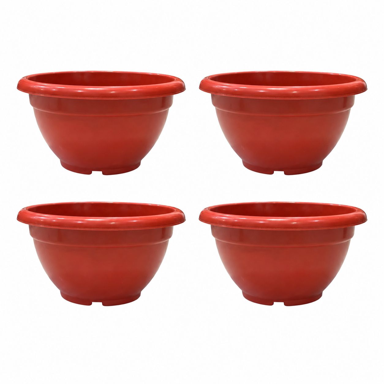 Set of 04 - 11 Inch Terracotta Red Premium Pluto Plastic Planter