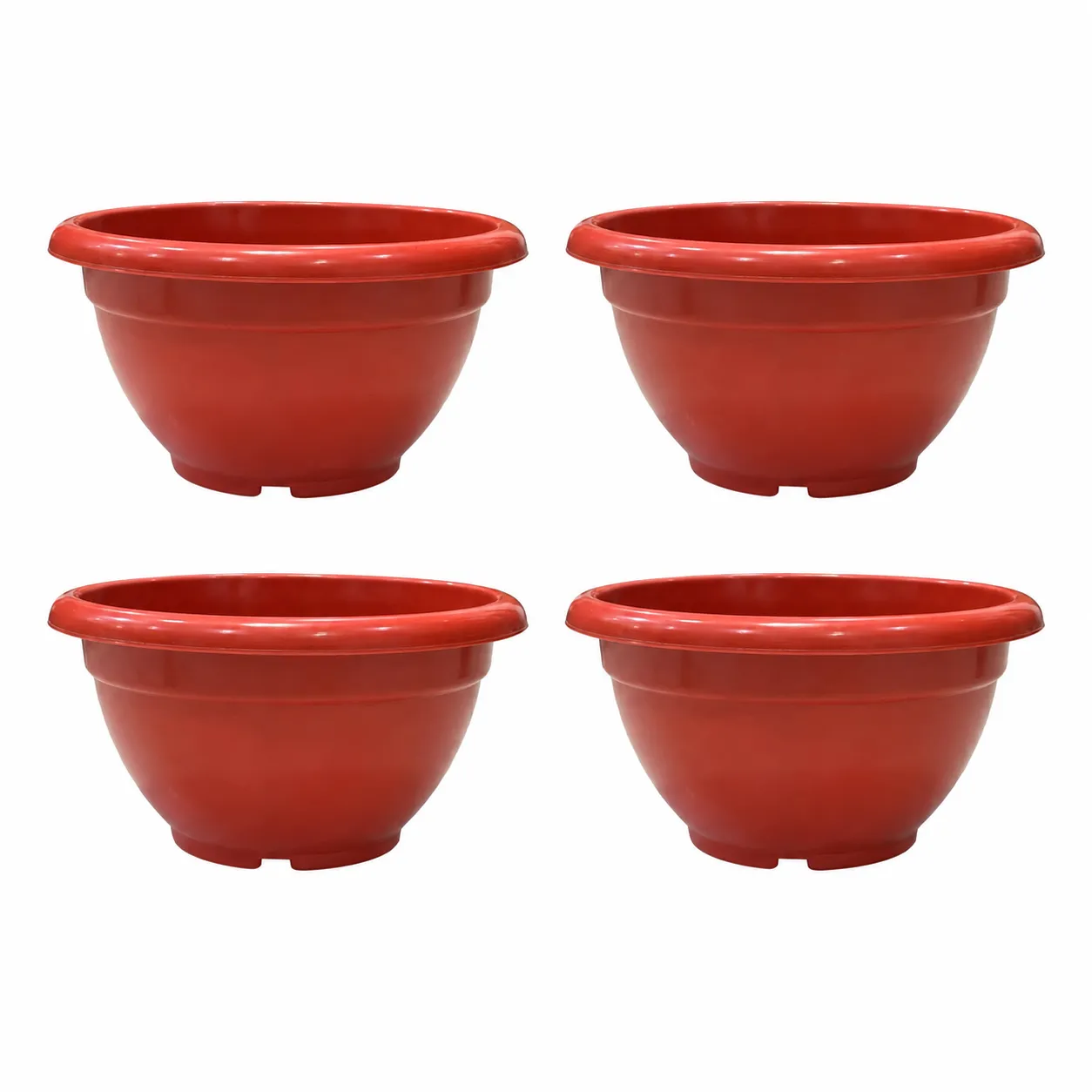 Set of 04 - 11 Inch Terracotta Red Premium Pluto Plastic Planter
