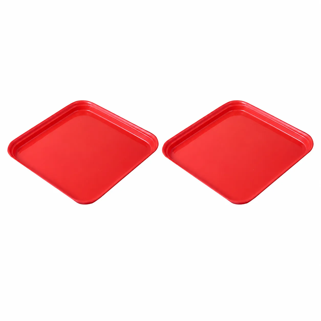 Set of 02 - 3 Inch Red Premium Square Tray - To keep under the Pots