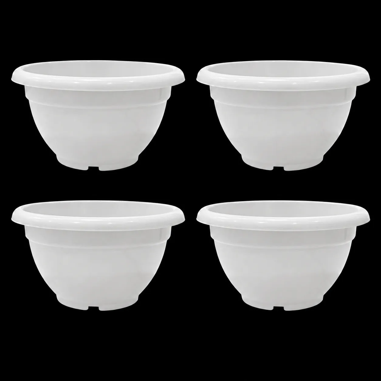 Set of 04 - 11 Inch White Premium Pluto Plastic Planter