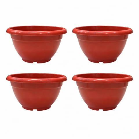 Set of 04 - 11 Inch Terracotta Red Premium Pluto Plastic Planter