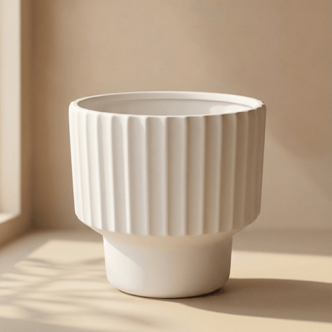Set of 10 - 12 inch Pots | Moonlight White Titan Premium Plastic Planter- Premium Highly Durable Big Pots Plant Containers Gamla for Indoor Home Decor & Outdoor Balcony Garden