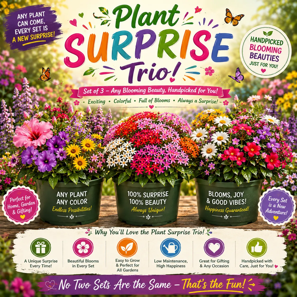 Floral Jackpot 🎉 - Set of 3 - Blooming Flowering Plants in 6 Inch Nursery Pot