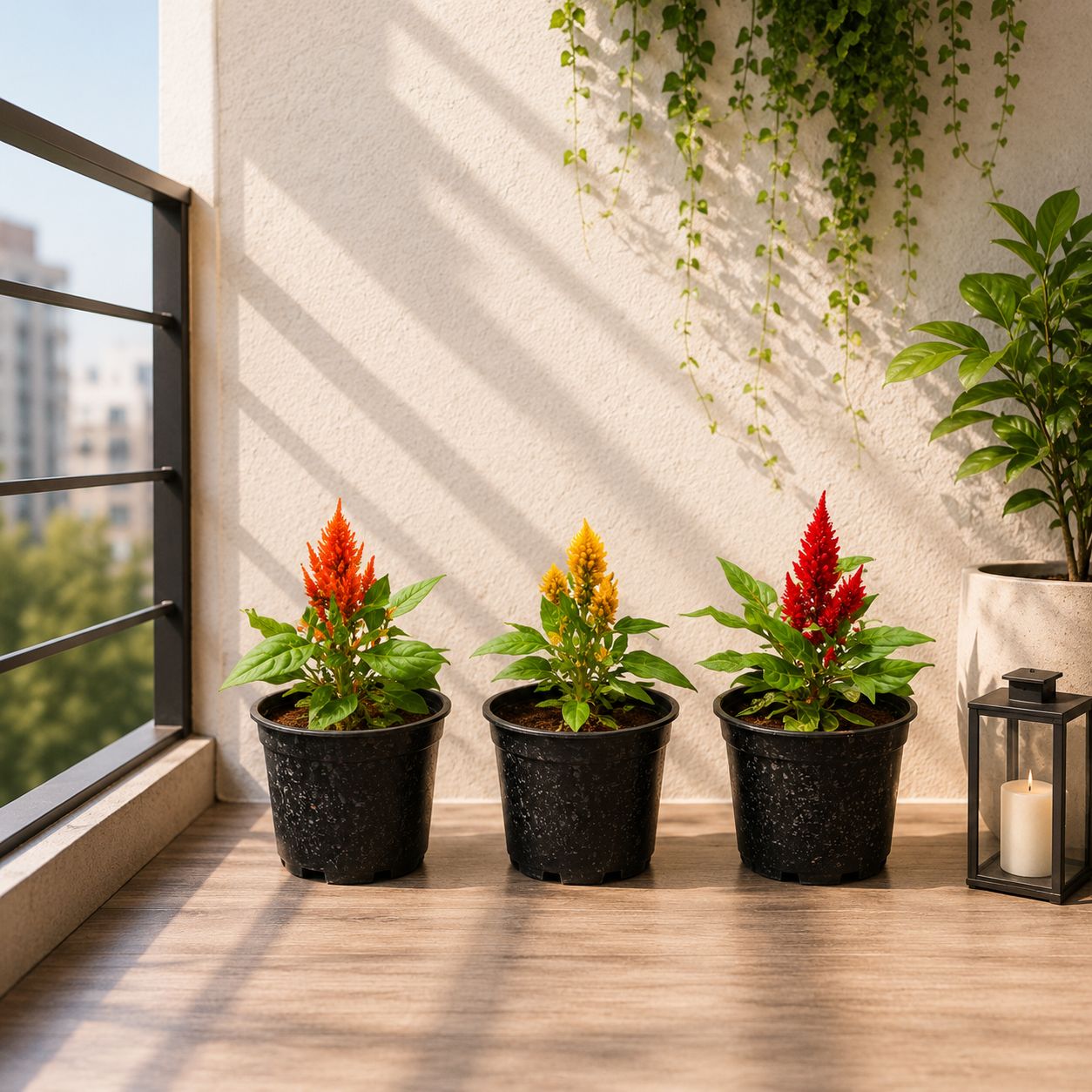 Set Of 3 - Celosia (Yellow, Pink & Orange) in 4 Inch Nursery Pot