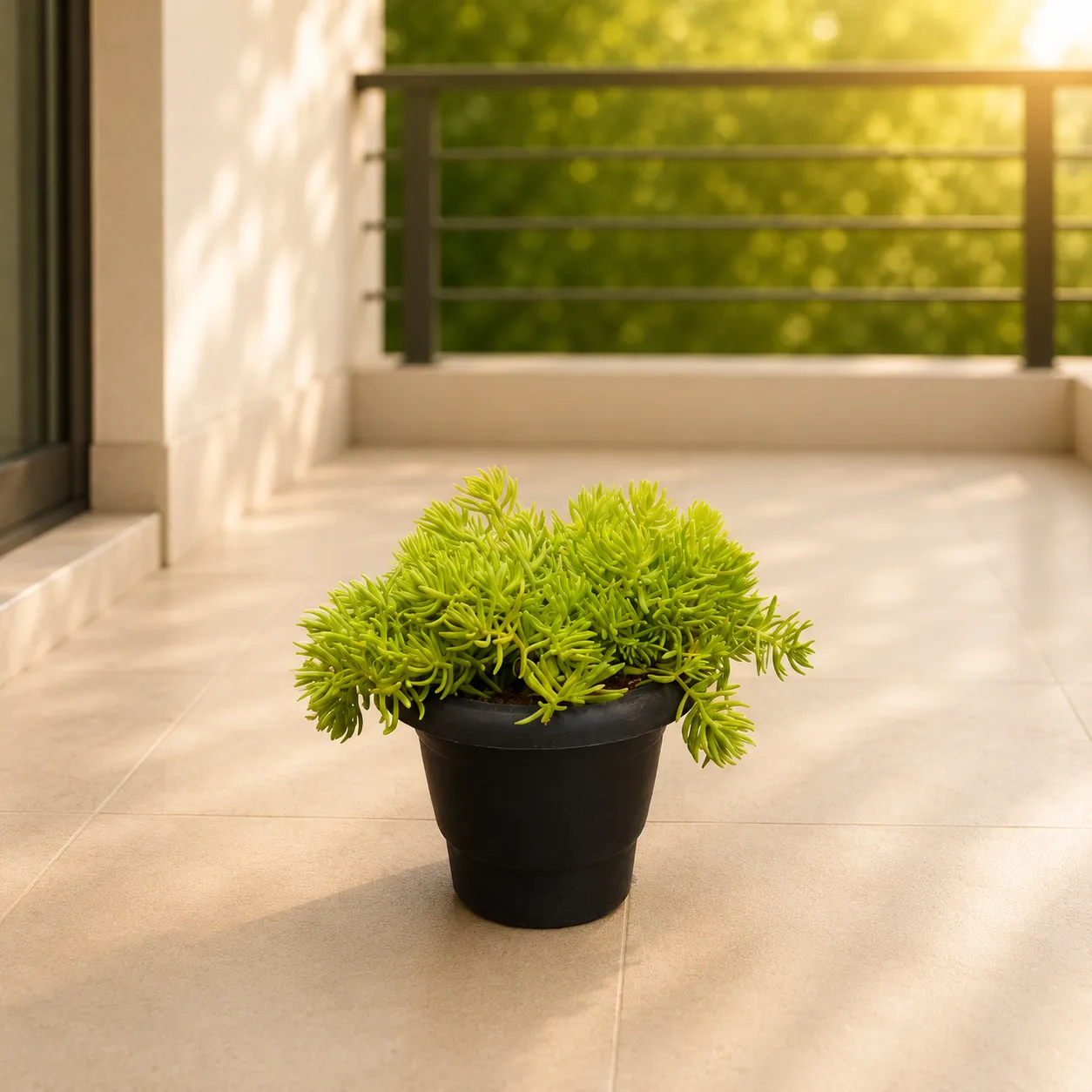 Sedum in 4 Inch Black Classy Plastic Pot