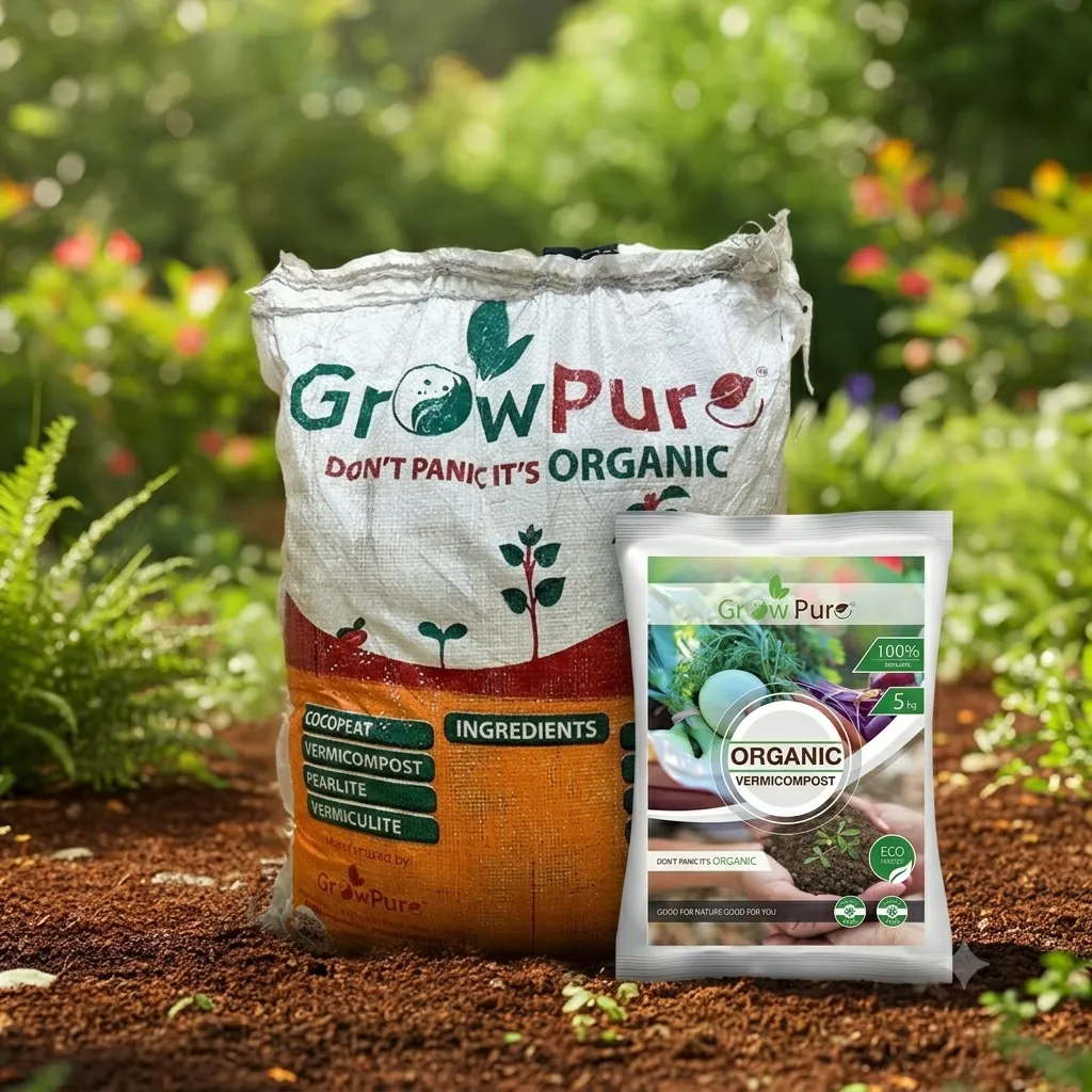 Kitchen Garden Growing Soil Combo - 10 Kg Organic Soil Potting Mix & 5 Kg Organic Vermicompost (Brand May Vary)