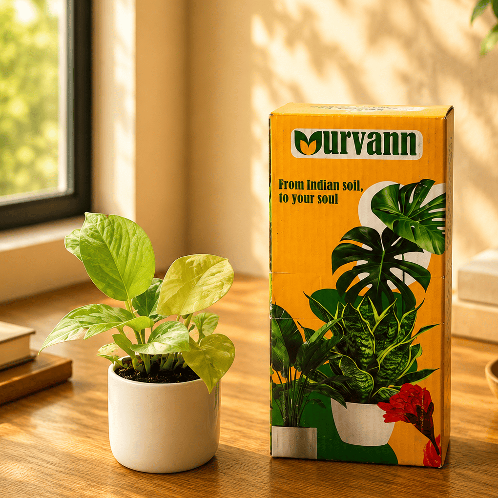 Gift Ready - Money Plant Golden in 4 Inch White Classy Cylindrical Ceramic Pot