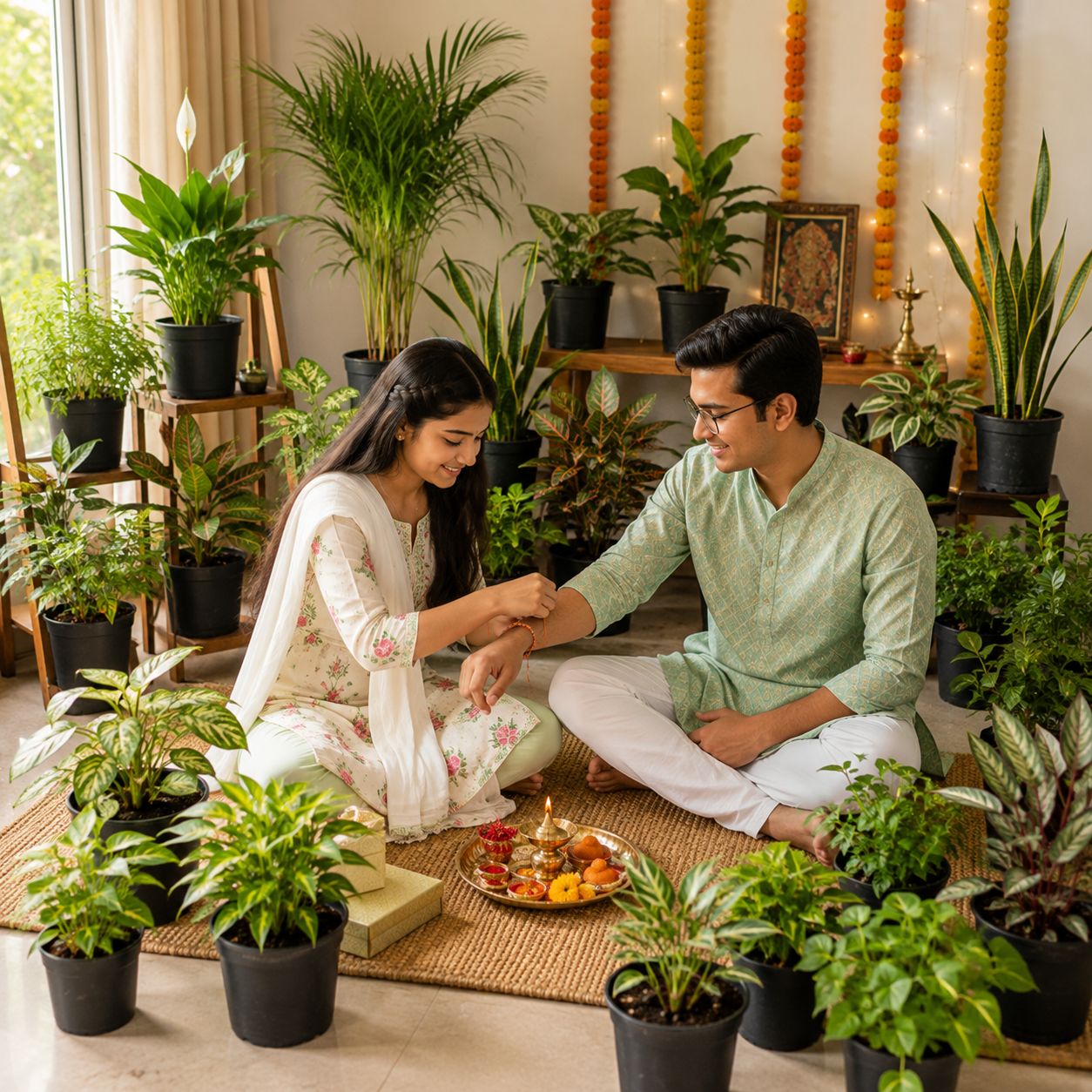 Rakhi Garden Haven | 20 Potted Indoor Plants | Complete Instant Setup for Every Space | Sibling Green Bond | Gifts for Sister | Gifts for Brother | Instant Setup