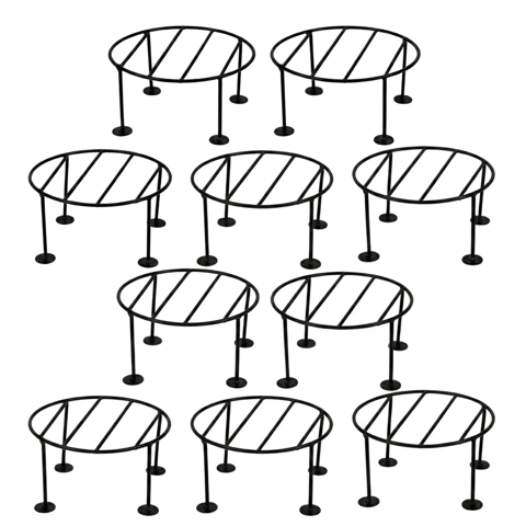 Set of 10 - 8 x 8 x 4 Inch Black Round Planter Stand | Anti Rust Powder Coated | Round Planter Stand for Living Room, Outdoor & Indoor Plants - 10 Pcs