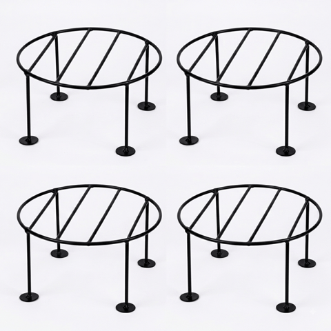 Set of 4 - 8 x 8 x 4 Inch Black Round Planter Stand