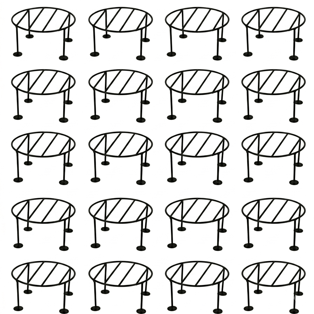 Set of 20 - 8 x 8 x 4 Inch Black Round Planter Stand