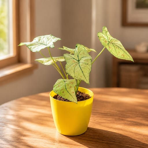 Gift Ready - Caladium White in 5 Inch Premium Sphere Plastic Pot (any colour)