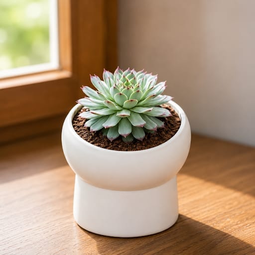 Gift Ready - Kamal Succulent Big in 3 Inch Classy Bowl Ceramic Pot (colour may vary)